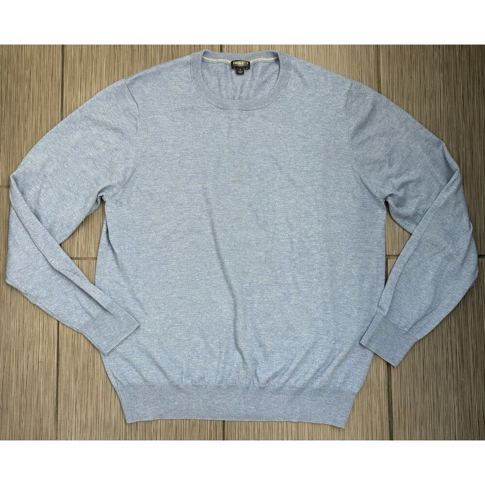 Faherty Reserve Blue Coolmax Crewneck Sweater Size Large Light Blue Coastal